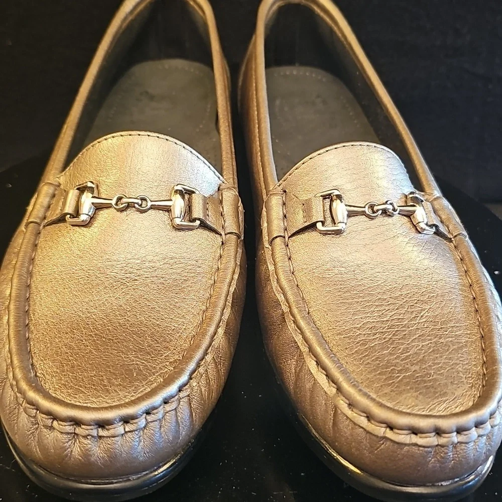 SAS Metro‎ Pewter Leather Loafer With Horsebit Detail